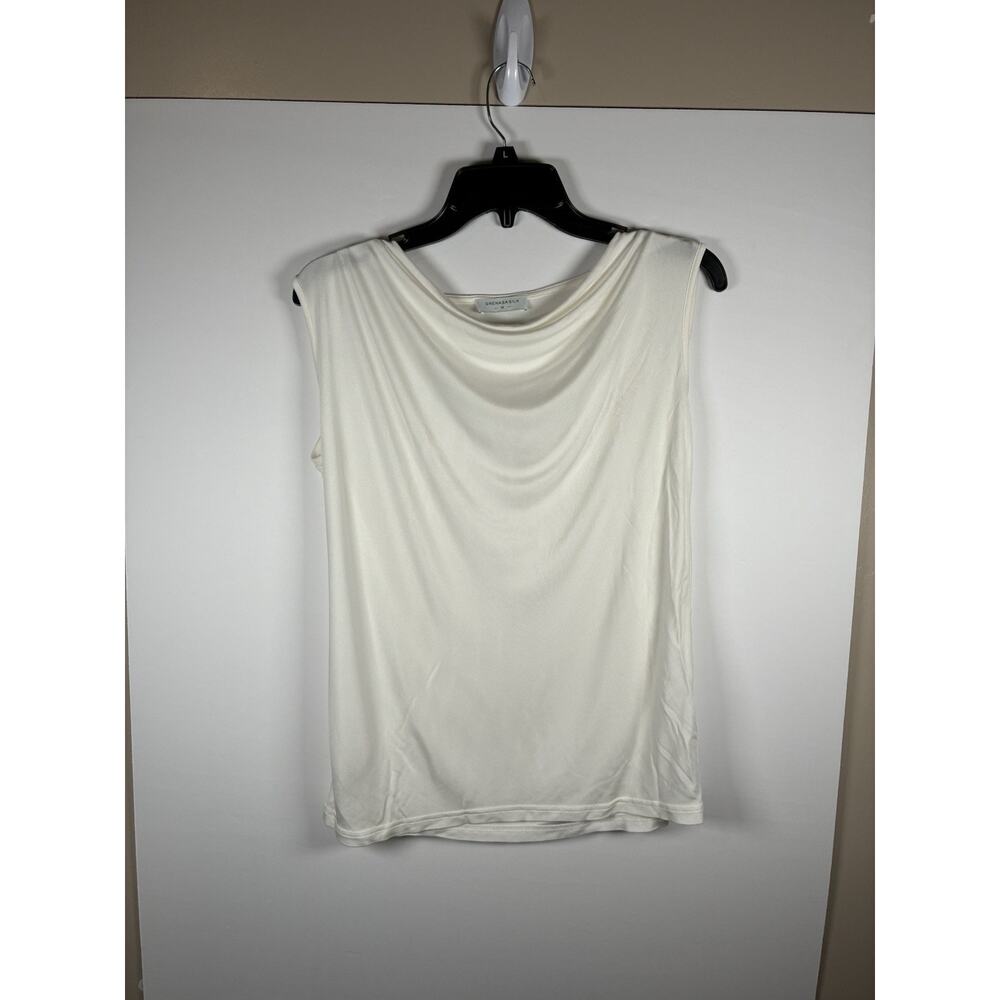 Grenasa Silk Medium Cream 100% Silk Sleeveless Cowl Neck Tank Top Quiet Luxury